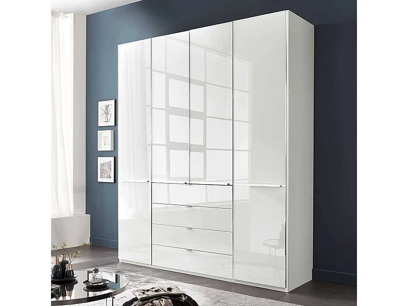 Kleiderschrank weiß Schlafzimmerschrank mit Drehtüren 216 cm hoch