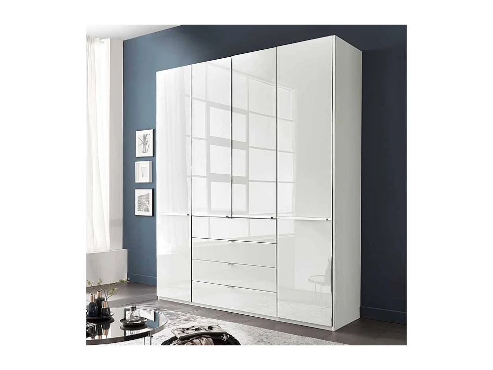 Kleiderschrank weiß Schlafzimmerschrank mit Drehtüren 216 cm hoch