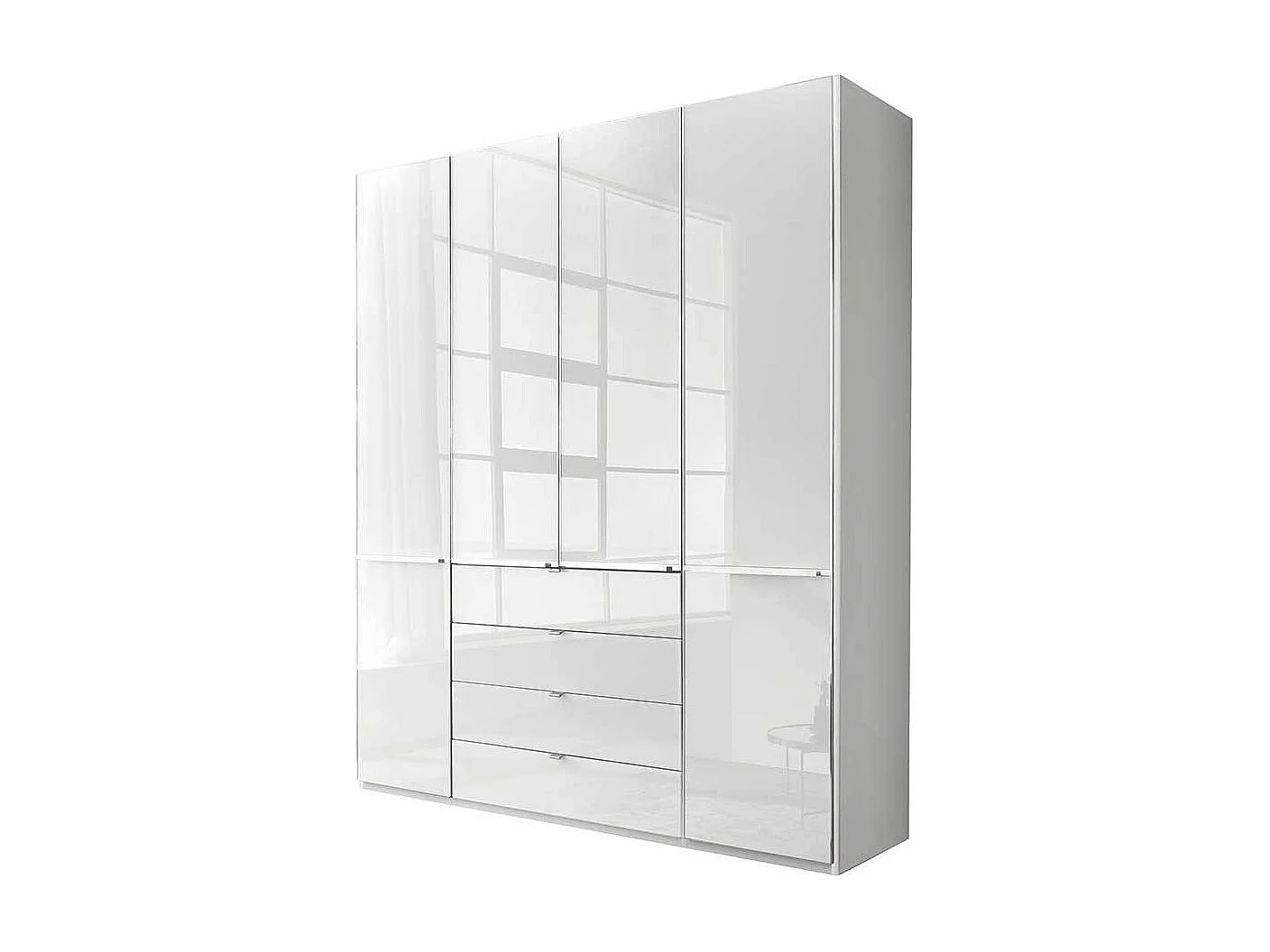 Kleiderschrank weiß Schlafzimmerschrank mit Drehtüren 216 cm hoch