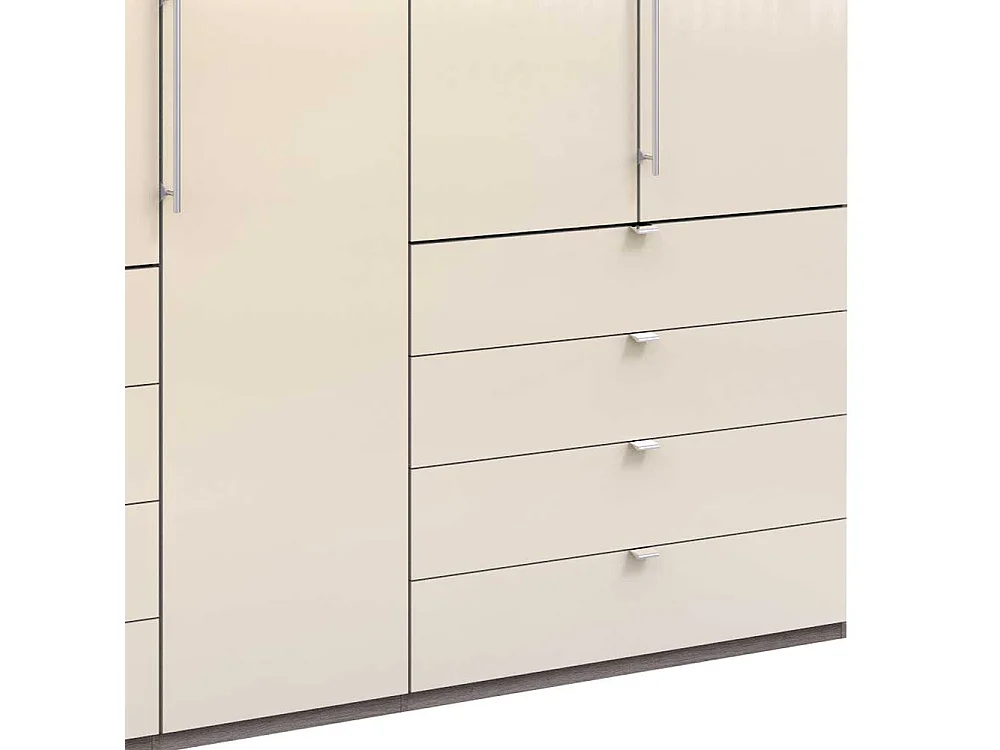 Großer Kleiderschrank glasbeschichtet 3 türig mit Schubladen