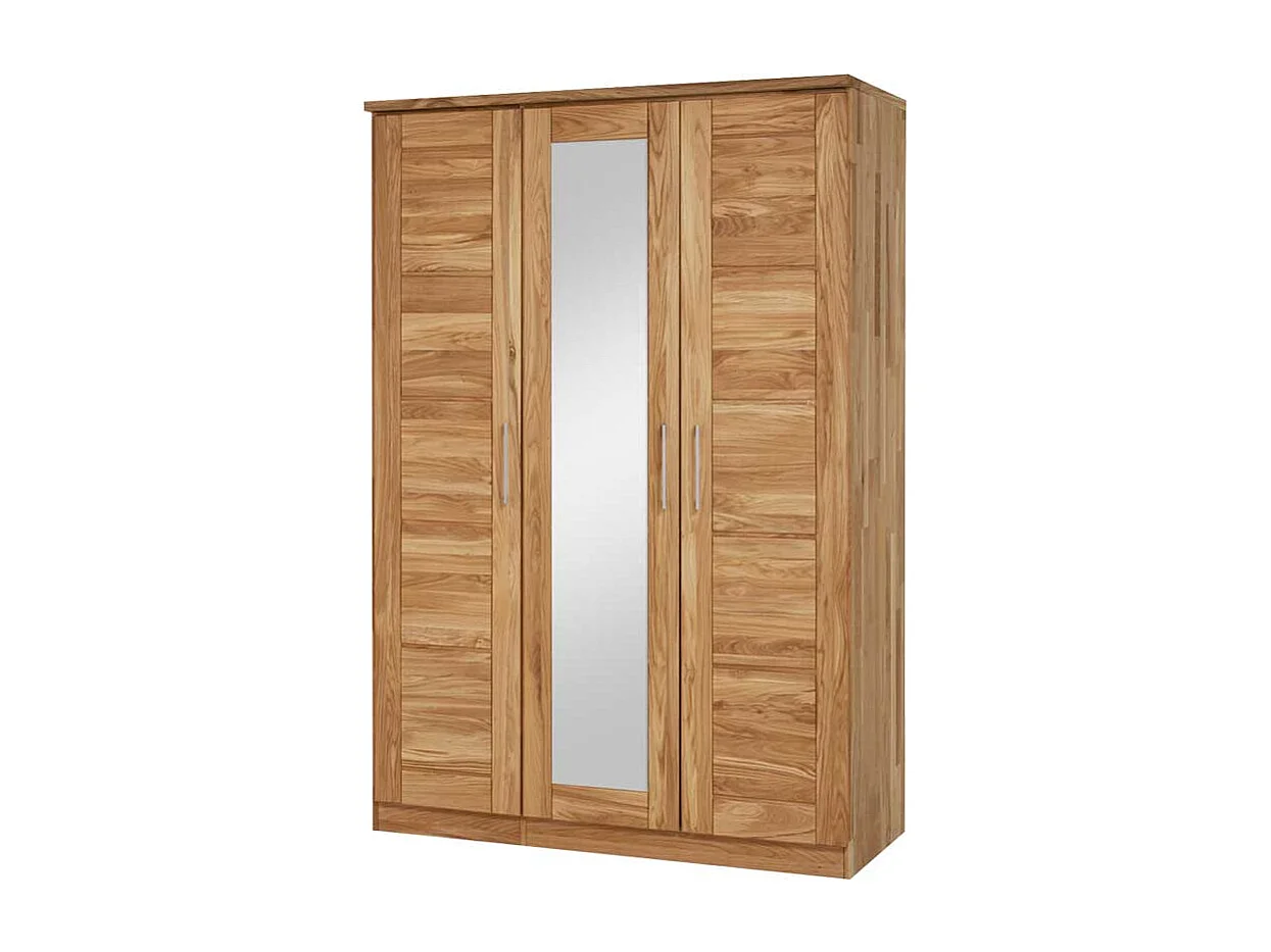 Wildeiche Kleiderschrank mit Spiegel massiv