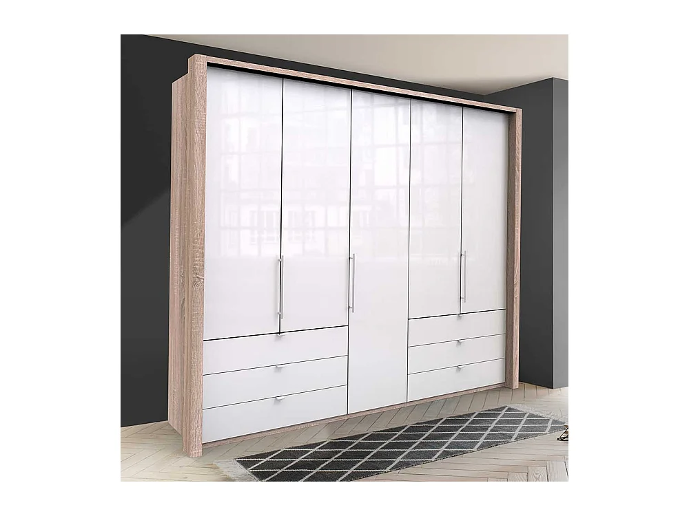 XL Schlafzimmerschrank in Weiß Eiche Sägerau