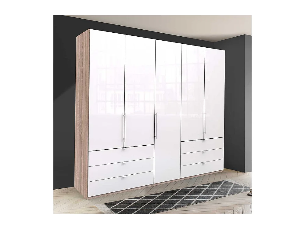 XL Schlafzimmerschrank in Weiß Eiche Sägerau