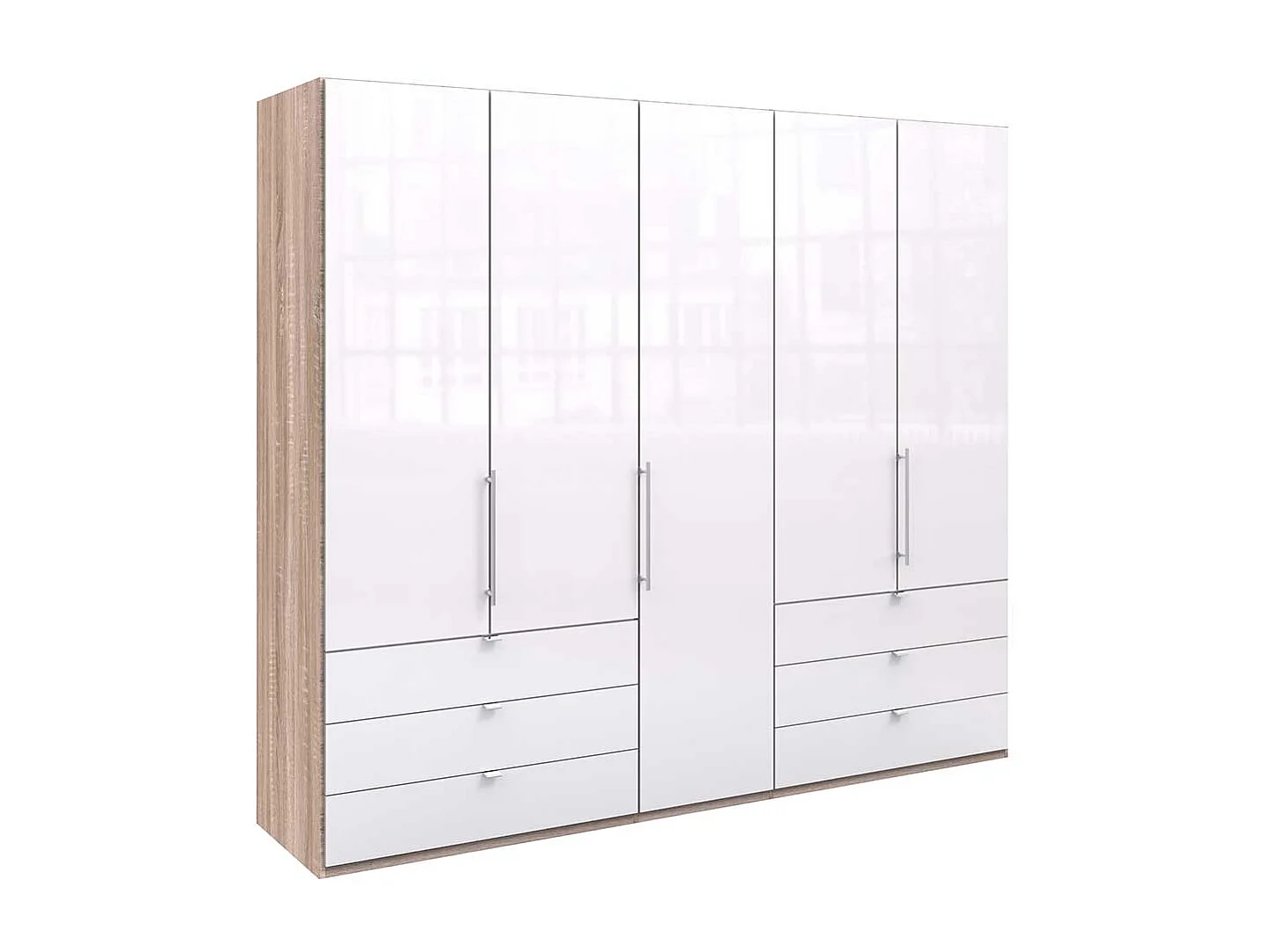 XL Schlafzimmerschrank in Weiß Eiche Sägerau