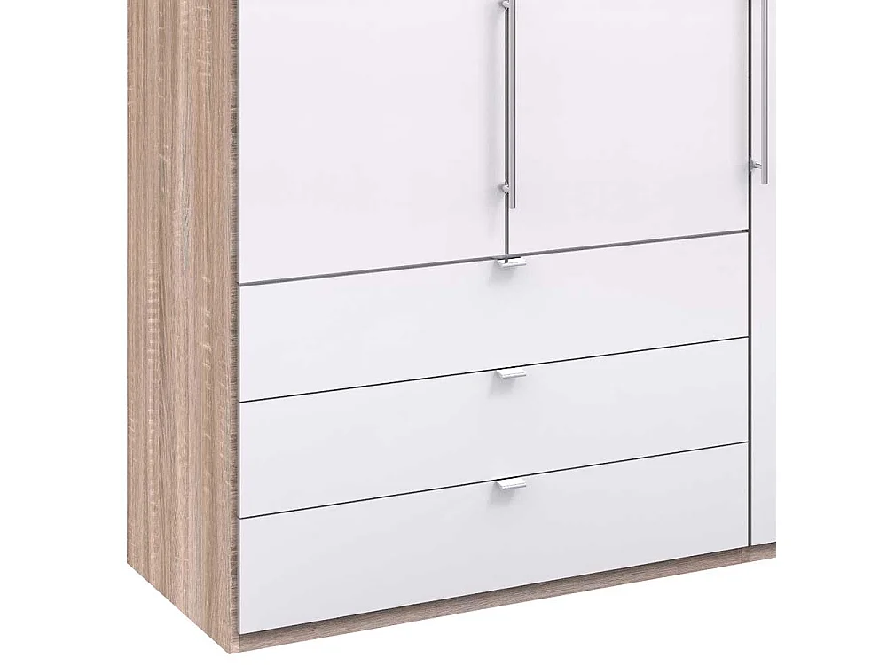 XL Schlafzimmerschrank in Weiß Eiche Sägerau