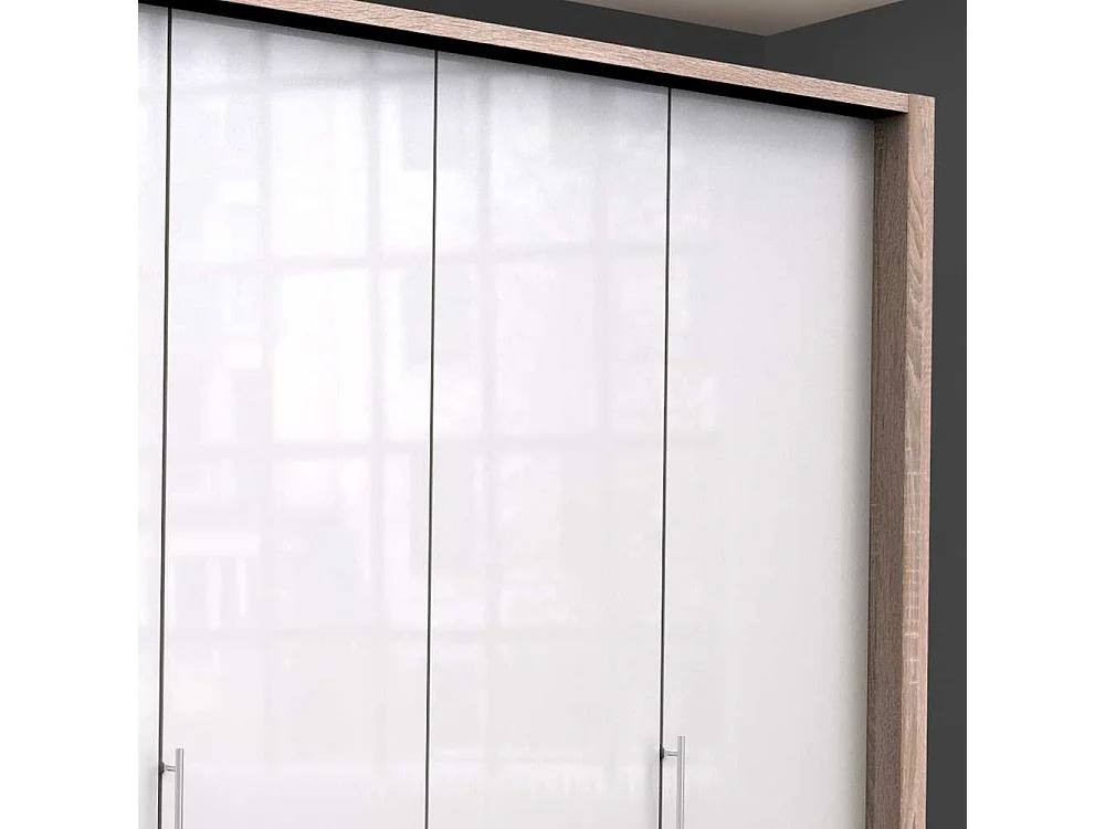 XL Schlafzimmerschrank in Weiß Eiche Sägerau