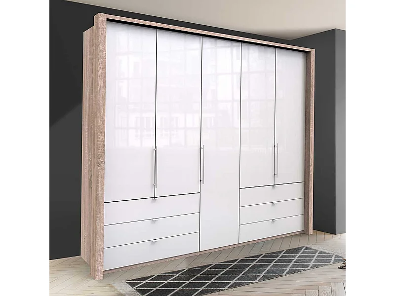 XL Schlafzimmerschrank in Weiß Eiche Sägerau