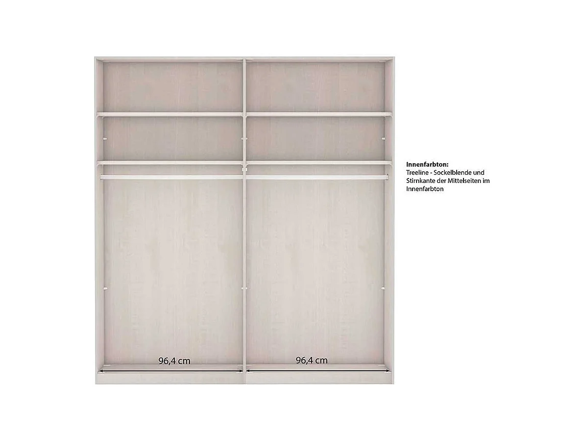 Schwebetürenschrank Spiegel rechts in Hellgrau modernen Landhausstil