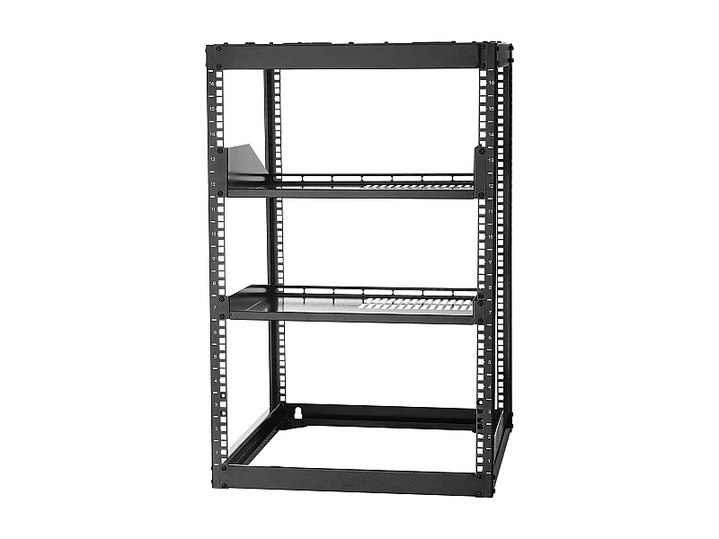 Rack do Serwera SucceBuy do Otwartej Ramy 16U Wsparcie dla Sieci Samonośny lub Ścienny, Głębokość 58.5 cm, z Wentylowanymi Półkami, Materiał Montażowy