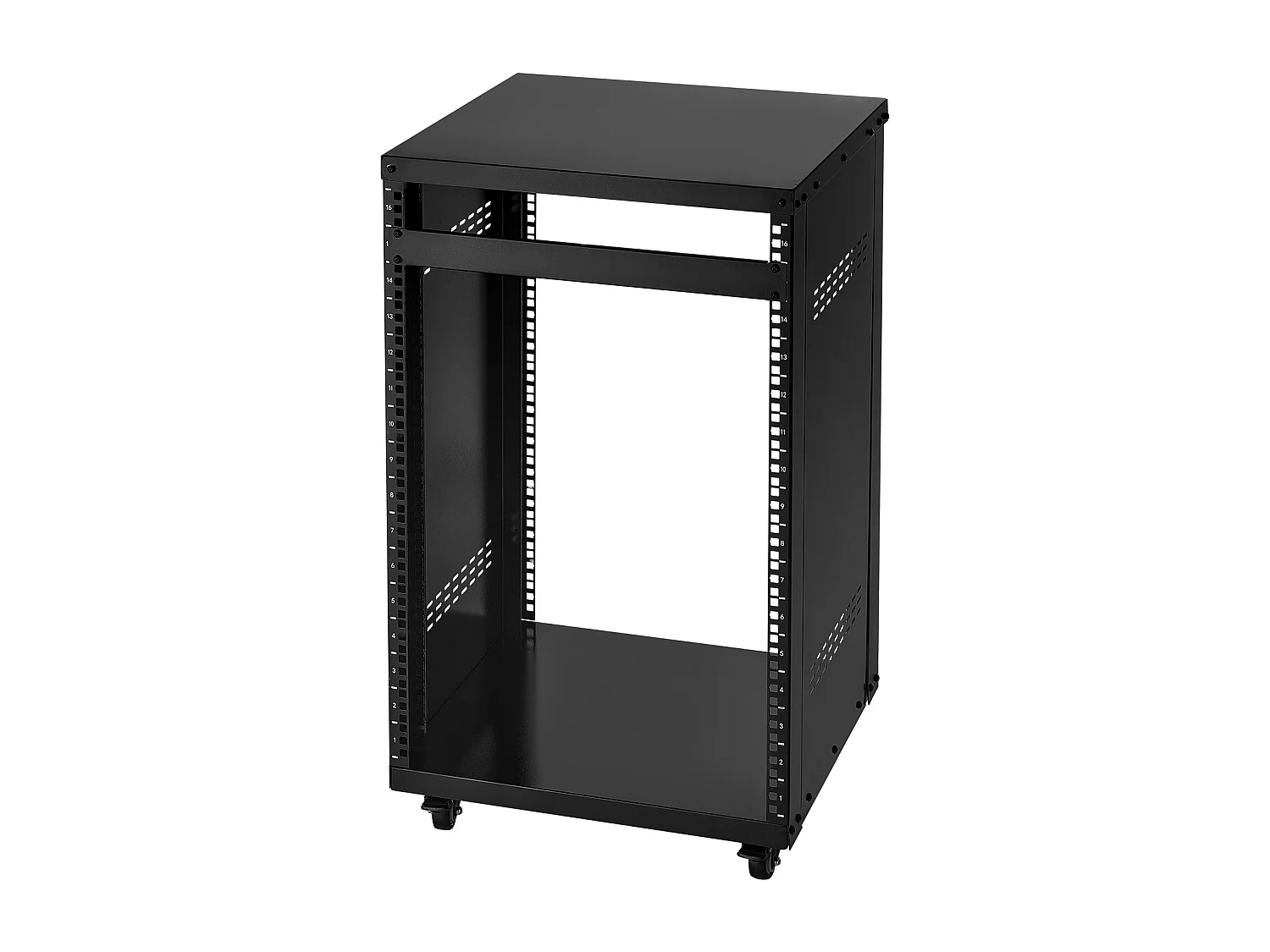 Rack SucceBuy AV 16U, Carga 90,7 kg, Rack de Studio de Grabación con Ruedas Bloqueables, Armario Servidor a Marco Abierto, Ventilación