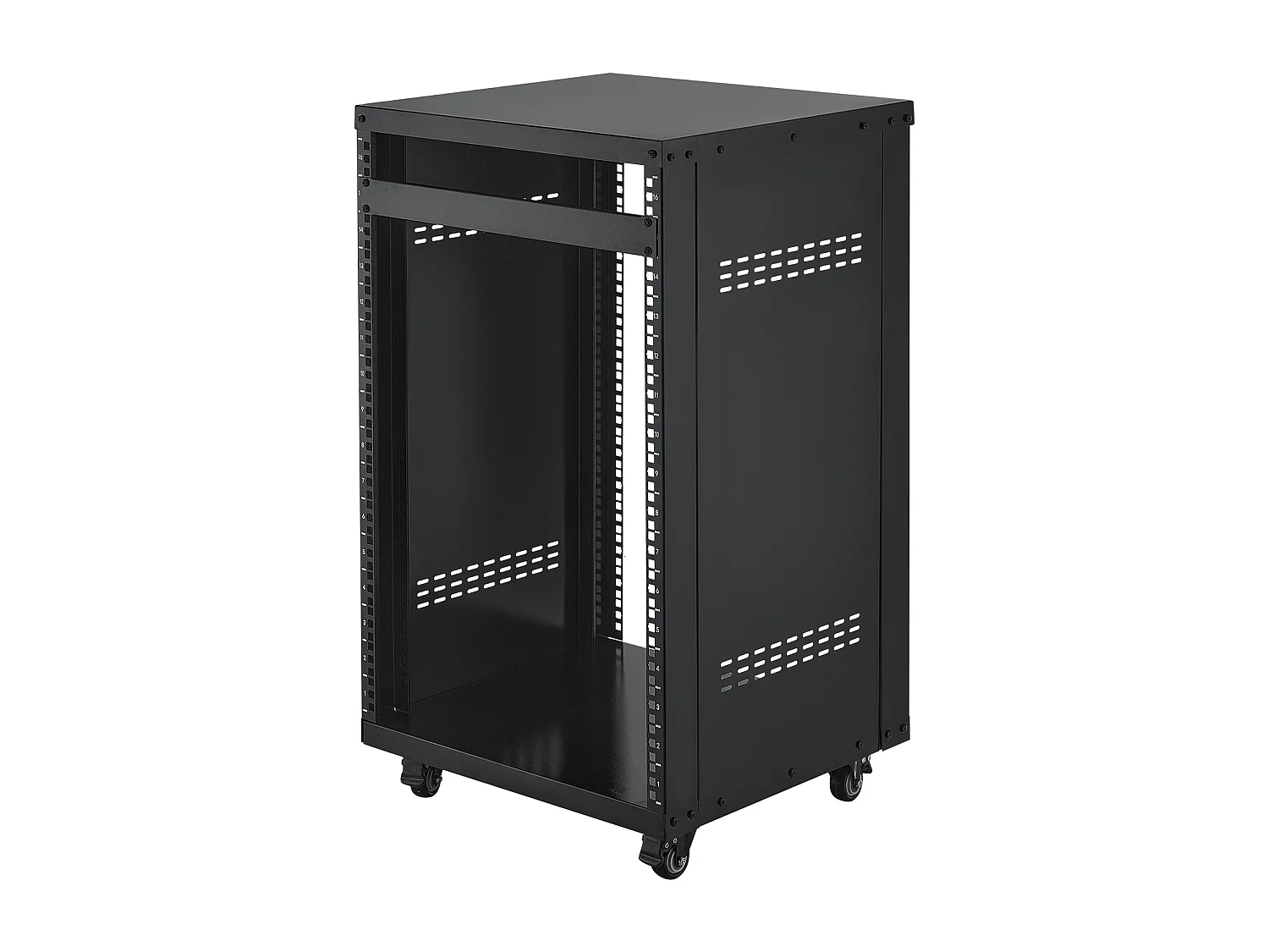 Rack SucceBuy AV 16U, Carga 90,7 kg, Rack de Studio de Grabación con Ruedas Bloqueables, Armario Servidor a Marco Abierto, Ventilación