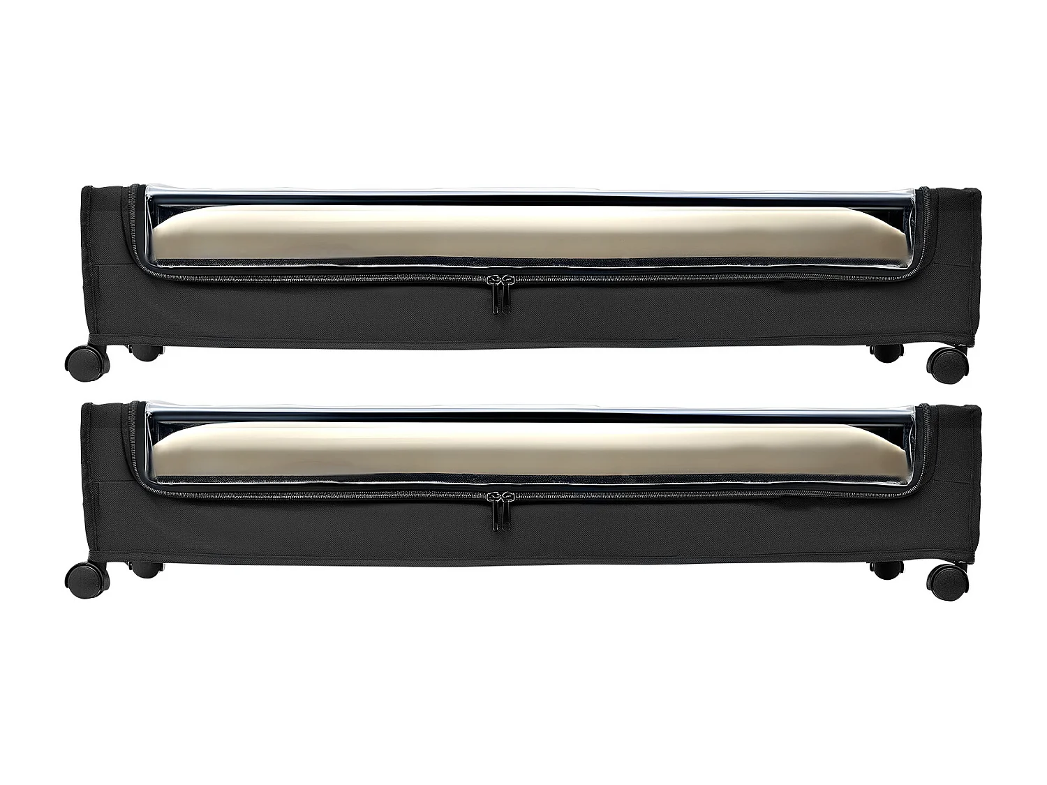 Sacche di Ripostiglio SucceBuy sotto il Letto con Rotelle, Organizzatore di Scarpe sotto il Letto 2 Pezzi da 77 x 47 x 17,3 cm, con Coperchio Trasparente