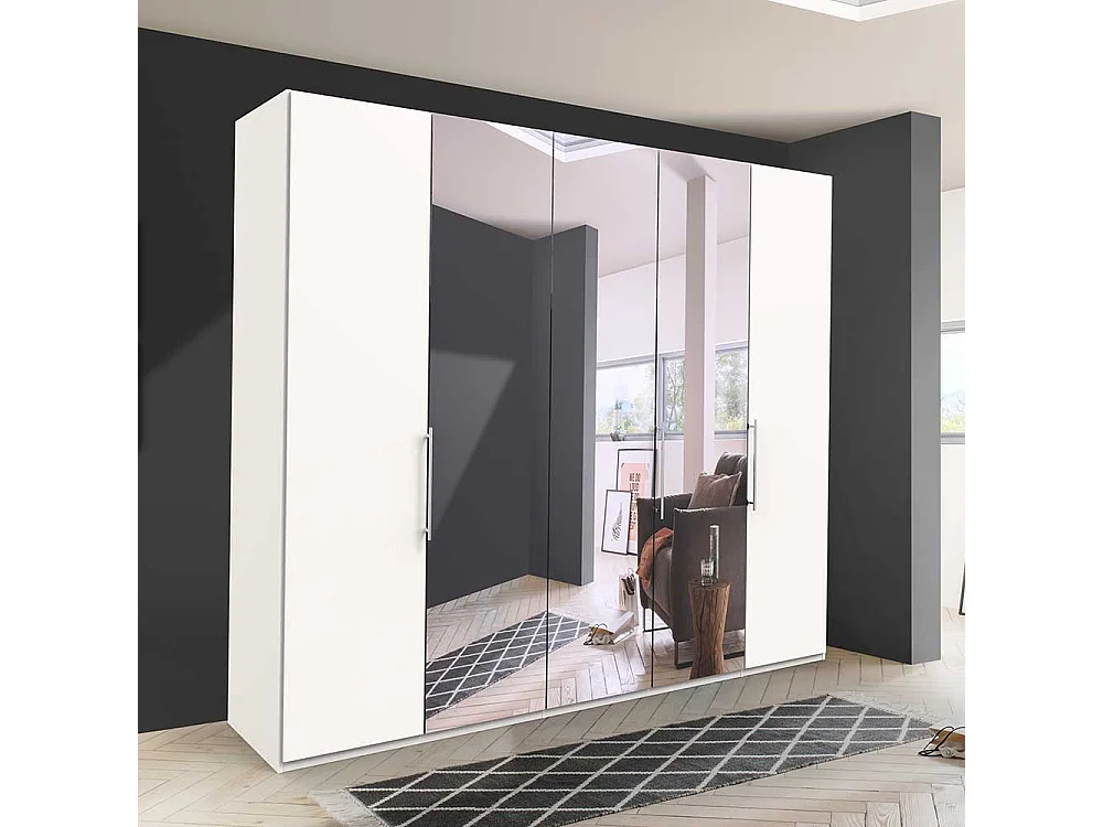 Falttürenschrank in Weiß Spiegel