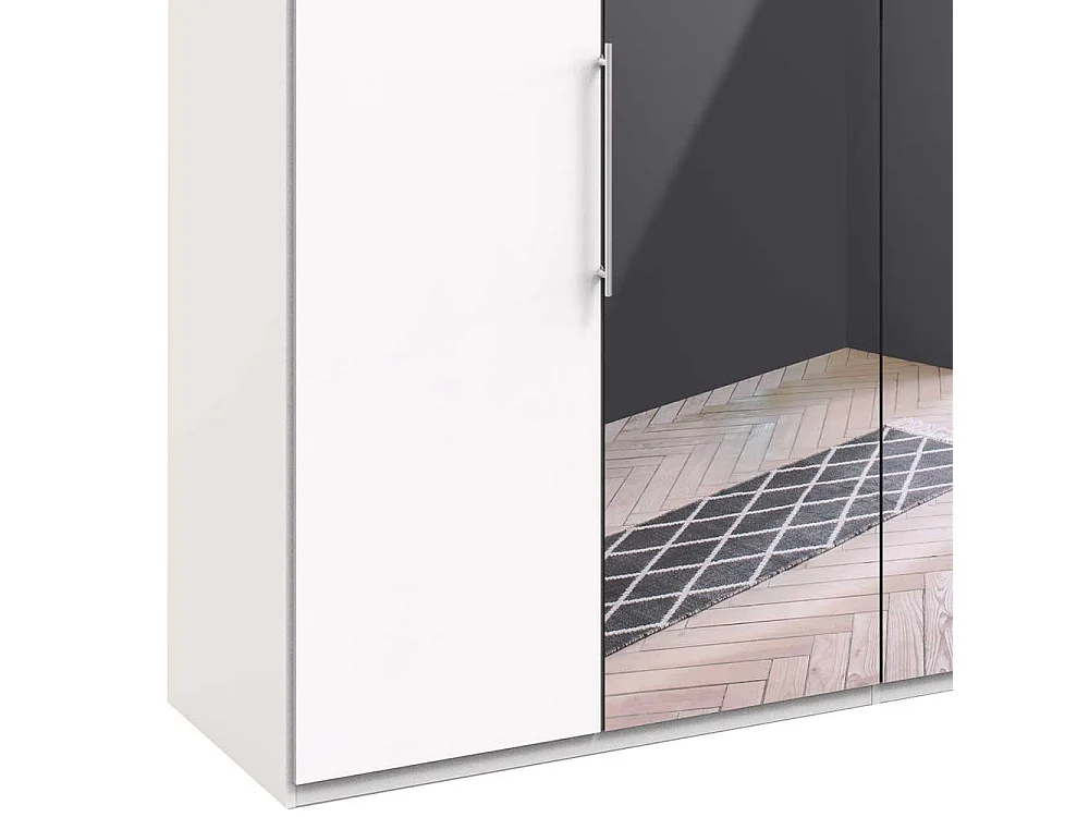 Falttürenschrank in Weiß Spiegel