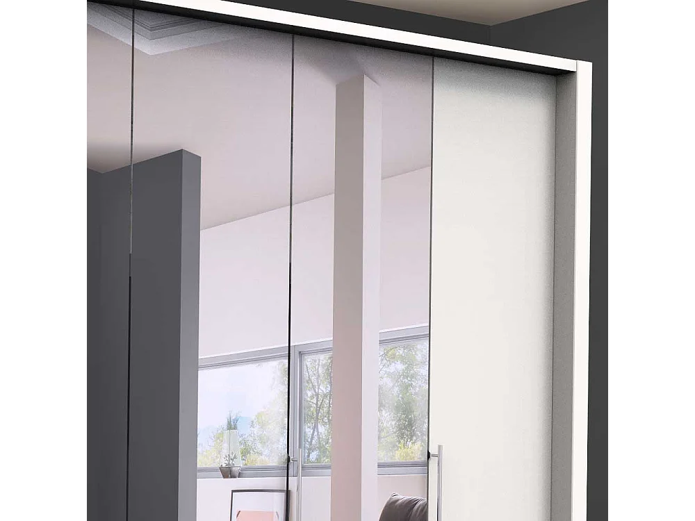 Falttürenschrank in Weiß Spiegel