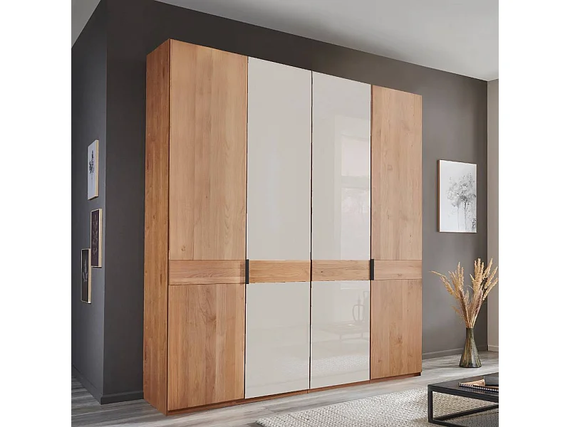 Drehtürenschrank Schlafzimmerkleiderschrank auf Sockel teilmassiv