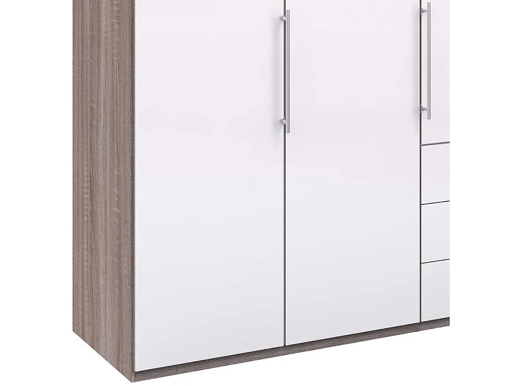 Gleittüren Kleiderschrank in Weiß Eiche Trüffelfarben