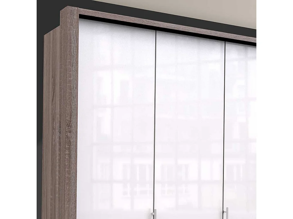Gleittüren Kleiderschrank in Weiß Eiche Trüffelfarben
