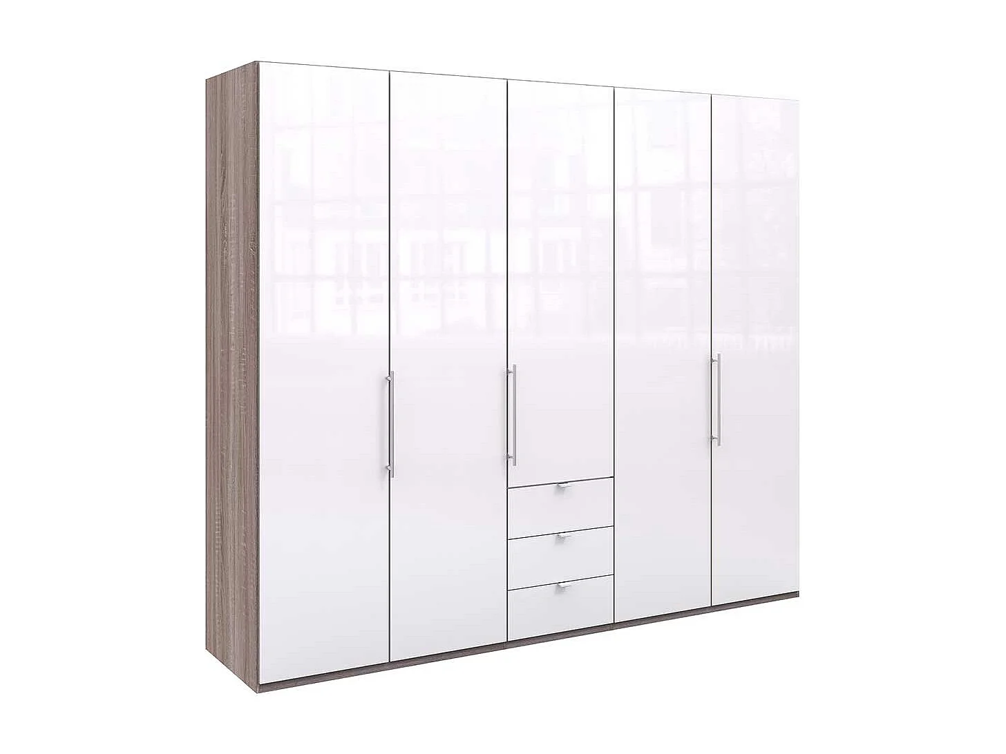 Gleittüren Kleiderschrank in Weiß Eiche Trüffelfarben