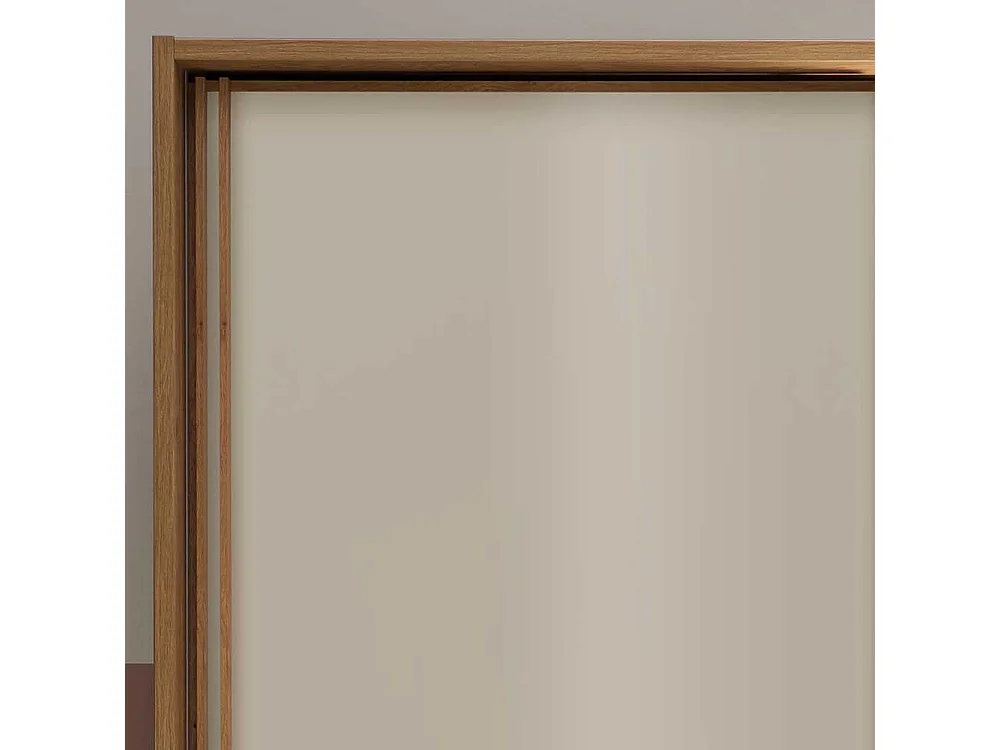 Schiebetüren Kleiderschrank in Beige Glas beschichtet Eiche Massivholz