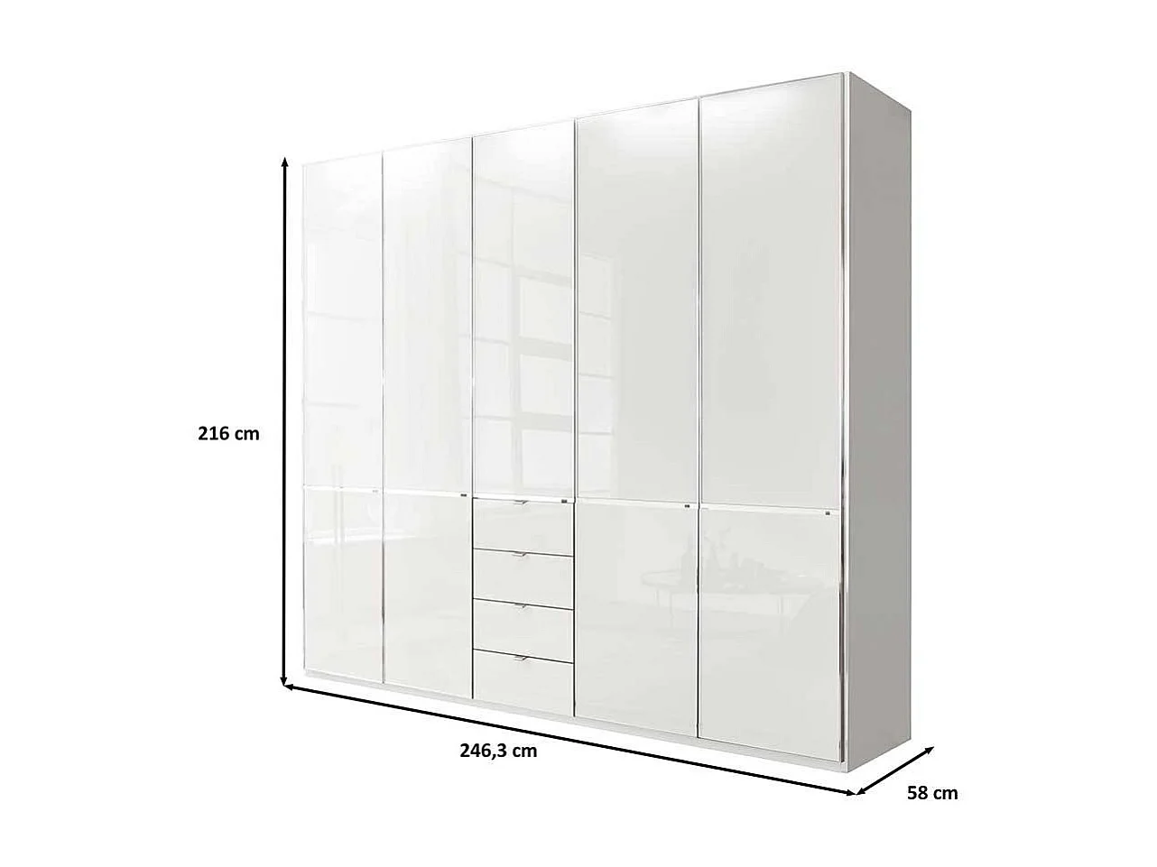 Drehtürenkleiderschrank Schlafzimmerschrank in Weiß mit Schubladen