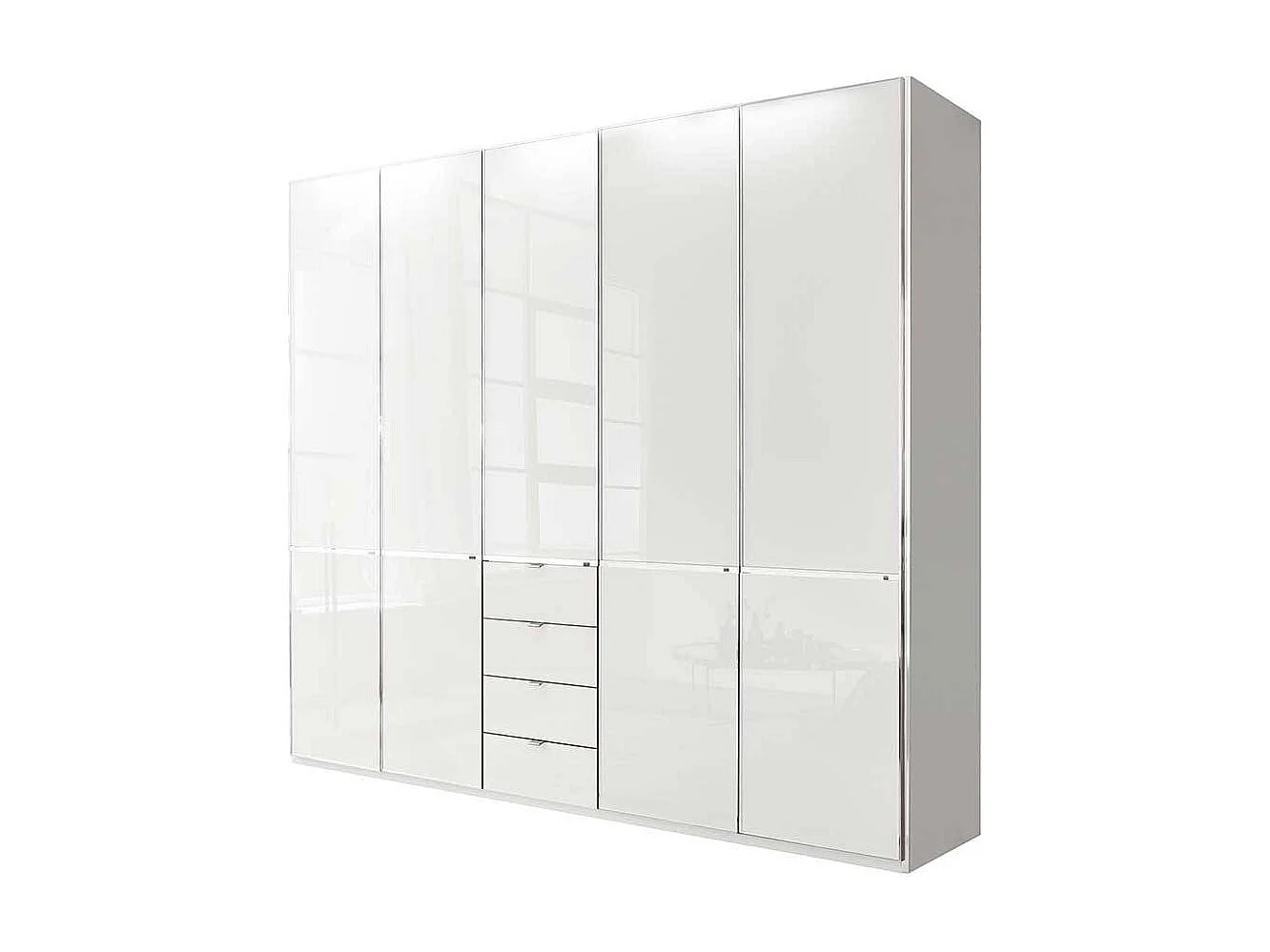 Drehtürenkleiderschrank Schlafzimmerschrank in Weiß mit Schubladen