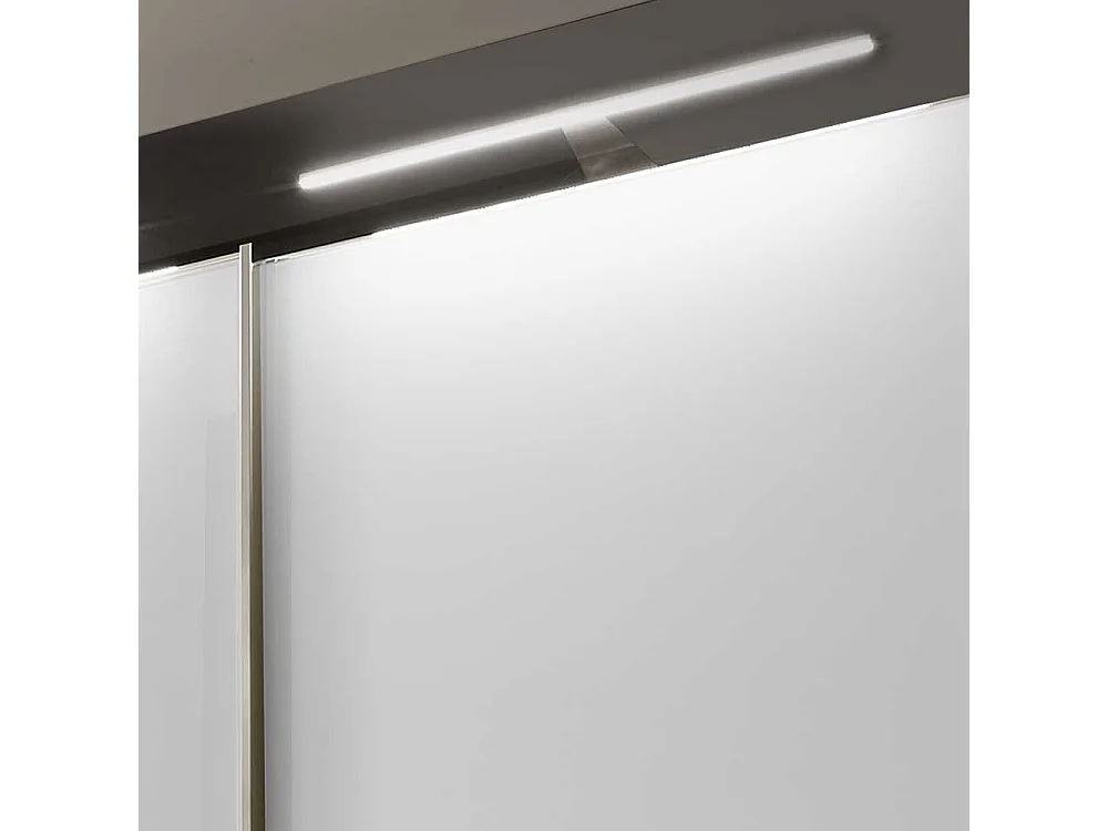 Design Schwebetürenschrank in Braun und Weiß 280 cm breit