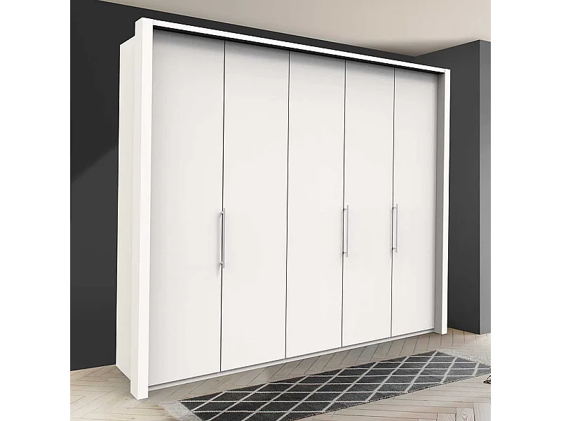 Weißer Kleiderschrank mit 2 Falttüren und Tür modern