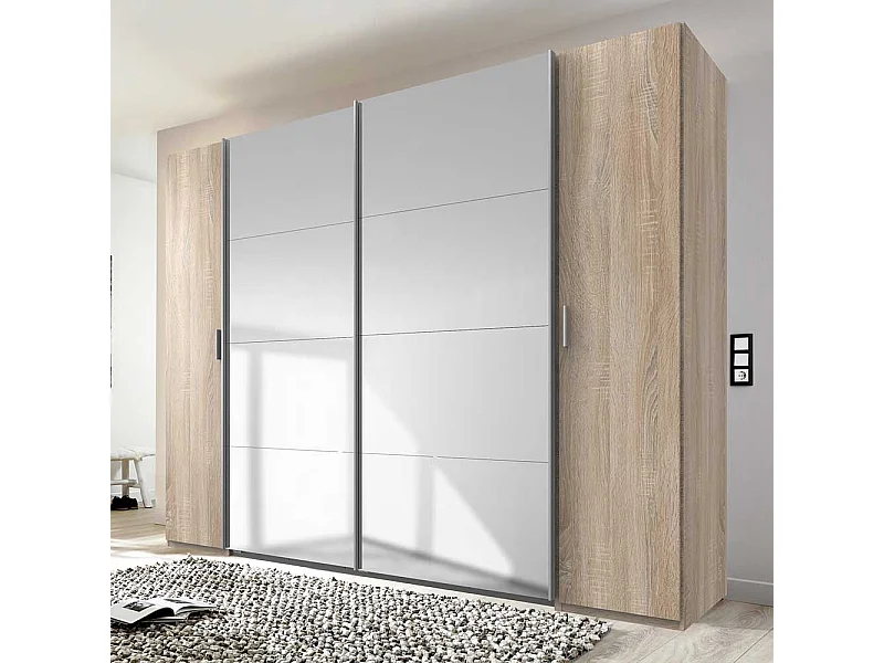 XL Spiegelkleiderschrank 272 cm breit Dreh- und Schiebetüren