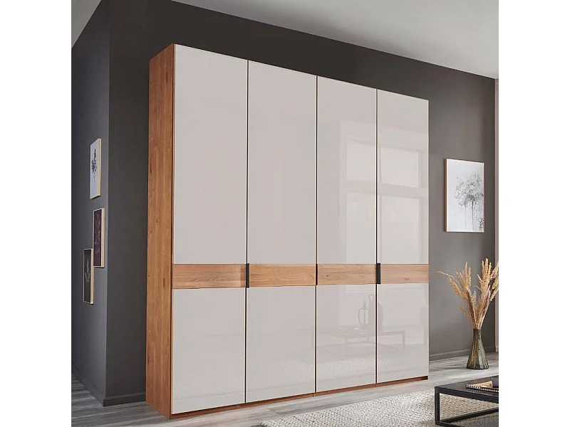 Drehtürschrank Schrank in Weiß und Erlefarben