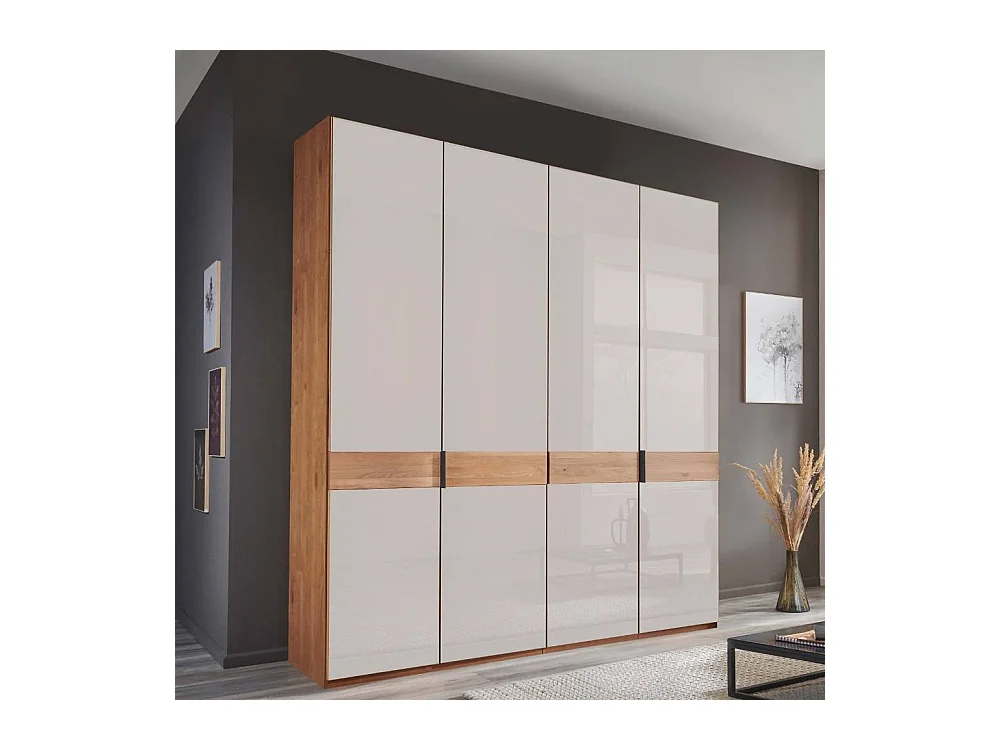 Drehtürschrank Schrank in Weiß und Erlefarben