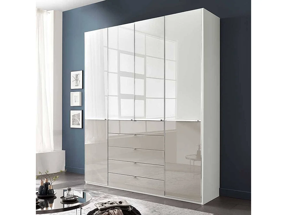 Kleiderschrank Schlafzimmerschrank in Hellgrau und Weiß