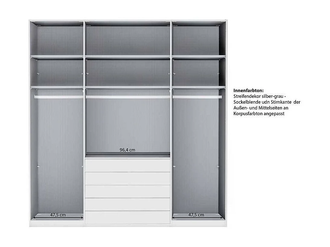 Kleiderschrank Schlafzimmerschrank in Hellgrau und Weiß