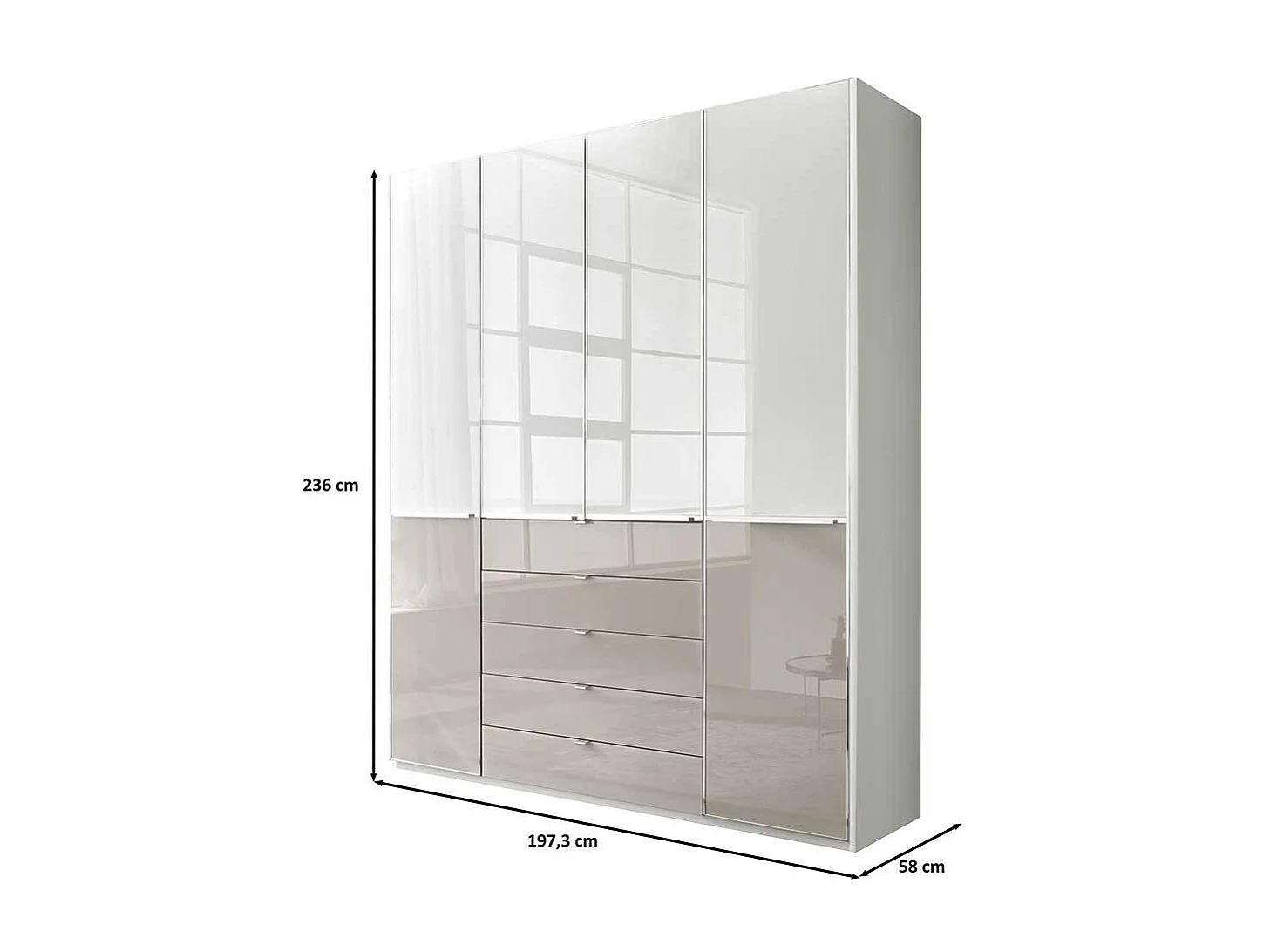 Kleiderschrank Schlafzimmerschrank in Hellgrau und Weiß