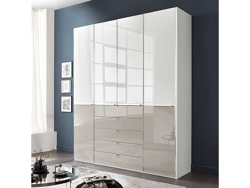 Kleiderschrank Schlafzimmerschrank in Hellgrau und Weiß