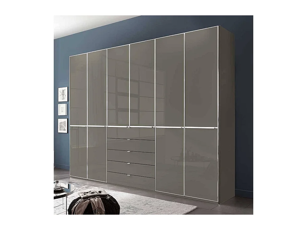 Kleiderschrank Schlafzimmerkleiderschrank mit Drehtüren in Braun