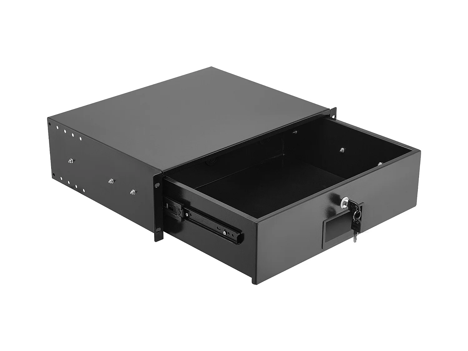 Schublade Rack 3U SucceBuy, Schublade Rackbar Verriegelbar, Belastung 22,68 kg, Tiefe 35cm, mit Löchern für Kabelmanagement, Montagebreite 48.2 cm