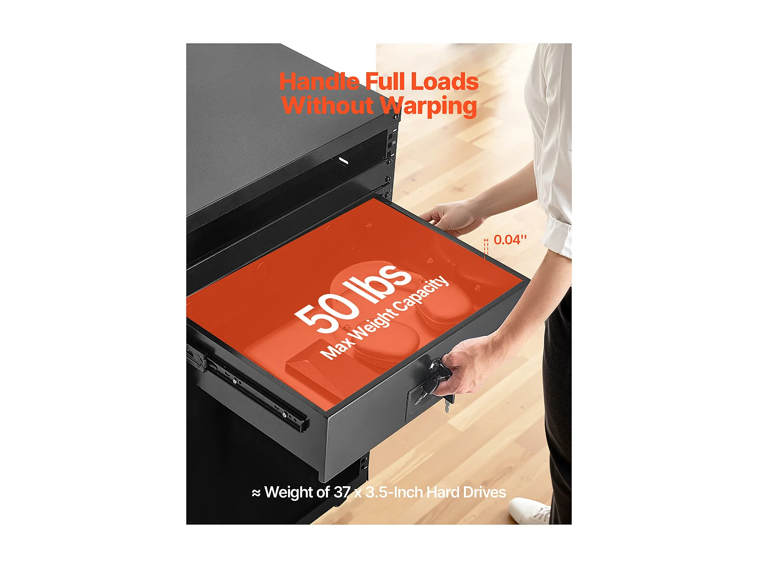 Tiroir Rack 3U SucceBuy, Tiroir Rackable Verrouillable, Charge 22,68 kg, Profondeur 35cm, avec Trous de Gestion Câble, Largeur de Montage 48.2 cm