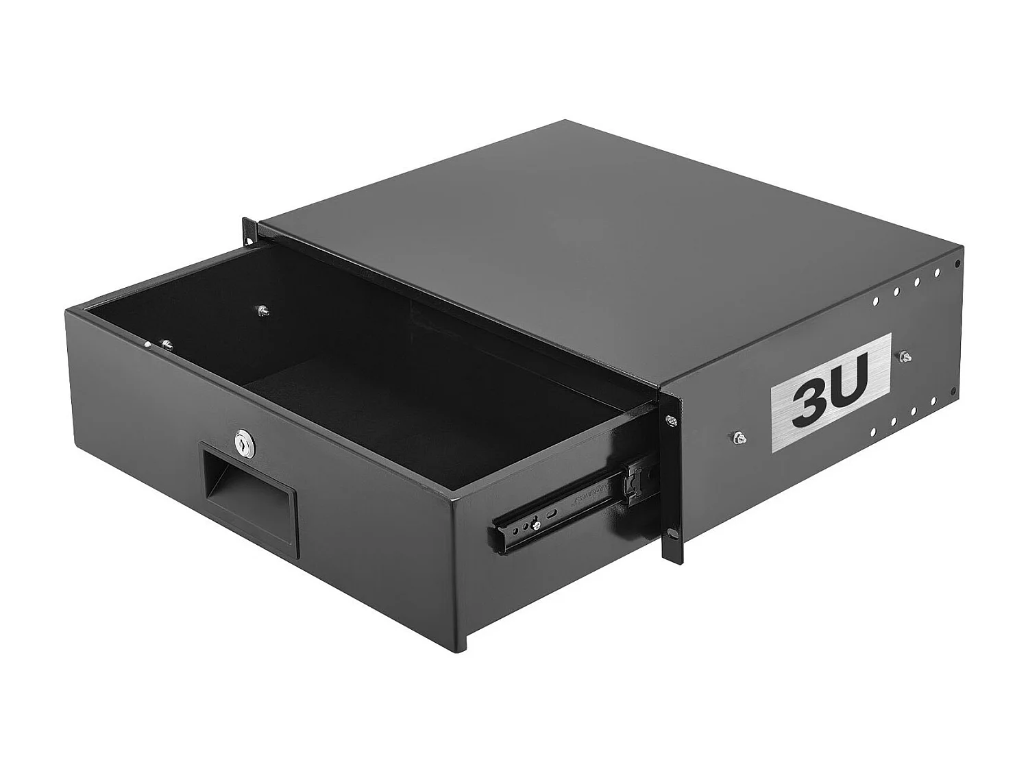 Tiroir Rack 3U SucceBuy, Tiroir Rackable Verrouillable, Charge 22,68 kg, Profondeur 35cm, avec Trous de Gestion Câble, Largeur de Montage 48.2 cm