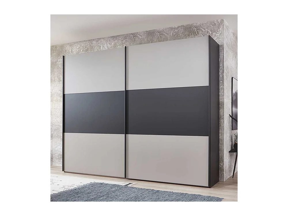Schwebetürenkleiderschrank in Anthrazit und Hellgrau Made in Germany