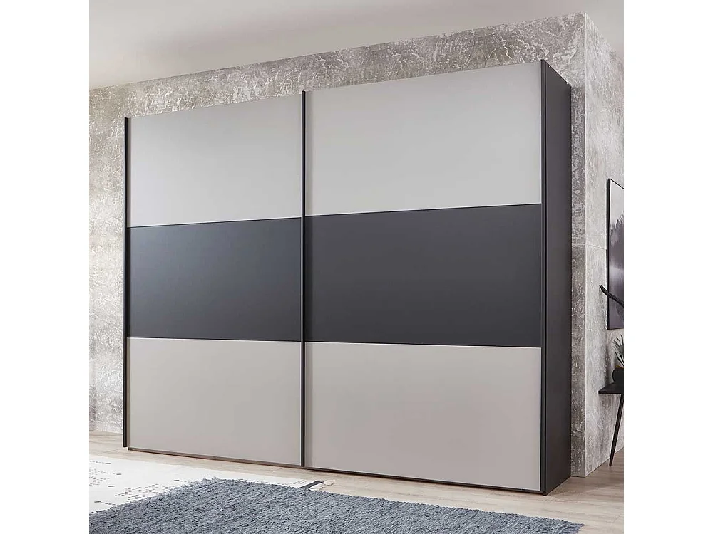 Schwebetürenkleiderschrank in Anthrazit und Hellgrau Made in Germany