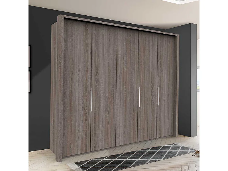 XL Schlafzimmerschrank in Eiche Trüffelfarben Falttüren