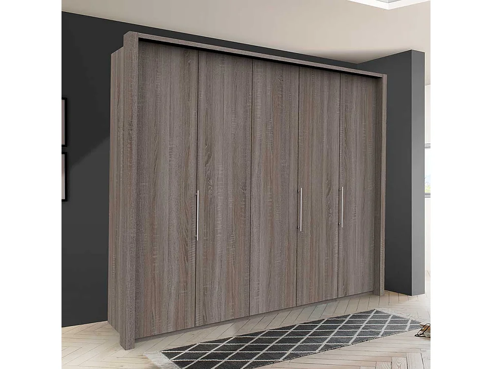 XL Schlafzimmerschrank in Eiche Trüffelfarben Falttüren