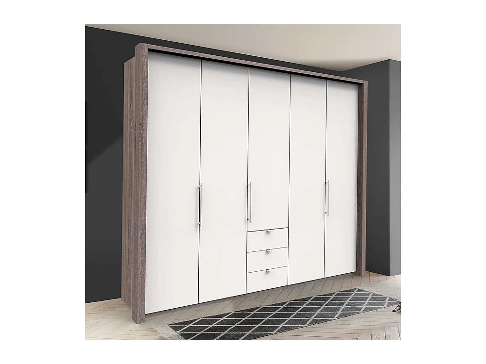 Luxus Schlafzimmerschrank in Weiß Eiche Trüffelfarben