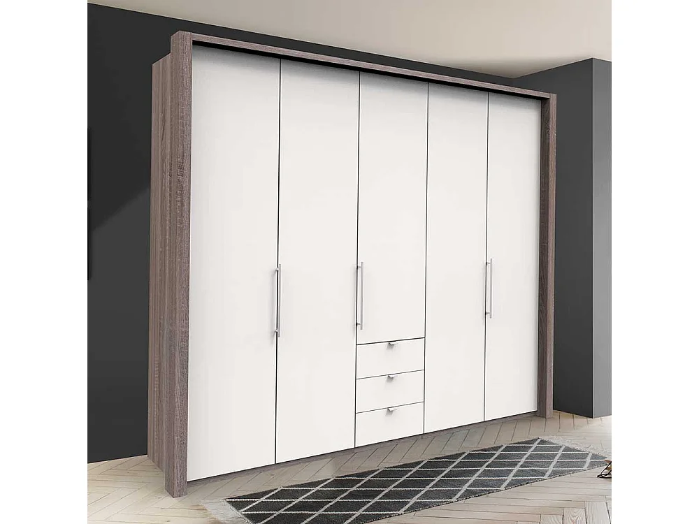 Luxus Schlafzimmerschrank in Weiß Eiche Trüffelfarben