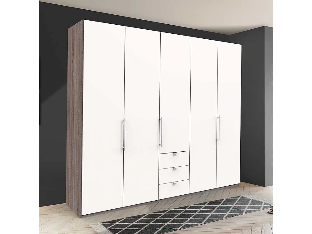 Luxus Schlafzimmerschrank in Weiß Eiche Trüffelfarben