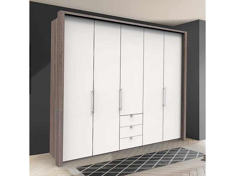 Luxus Schlafzimmerschrank in Weiß Eiche Trüffelfarben