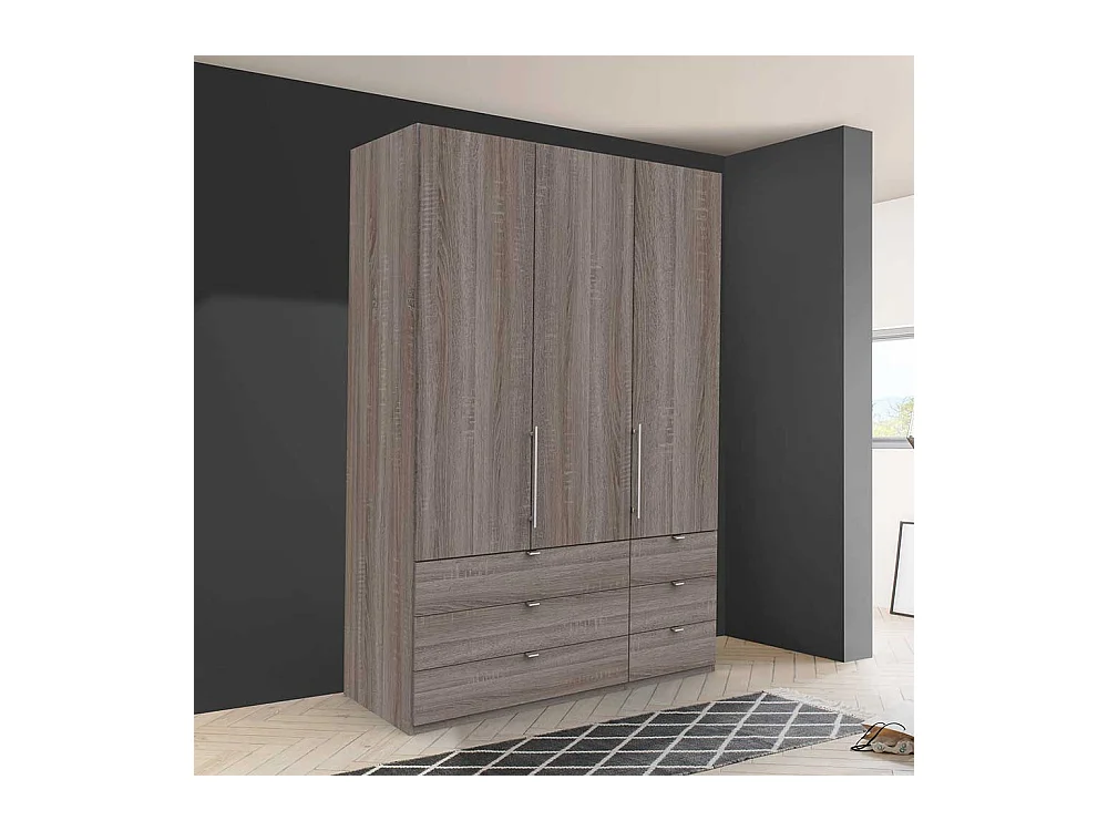 Kleiderschrank Jugendzimmer 2 türig mit Schubladen Eiche Trüffelfarben