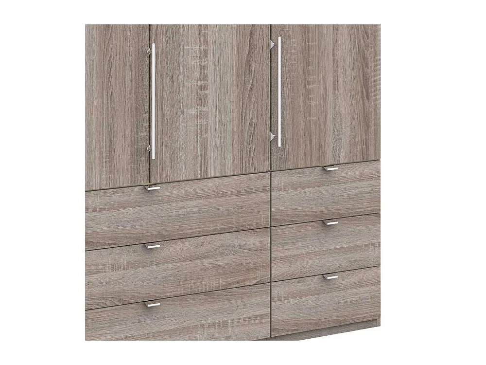 Kleiderschrank Jugendzimmer 2 türig mit Schubladen Eiche Trüffelfarben