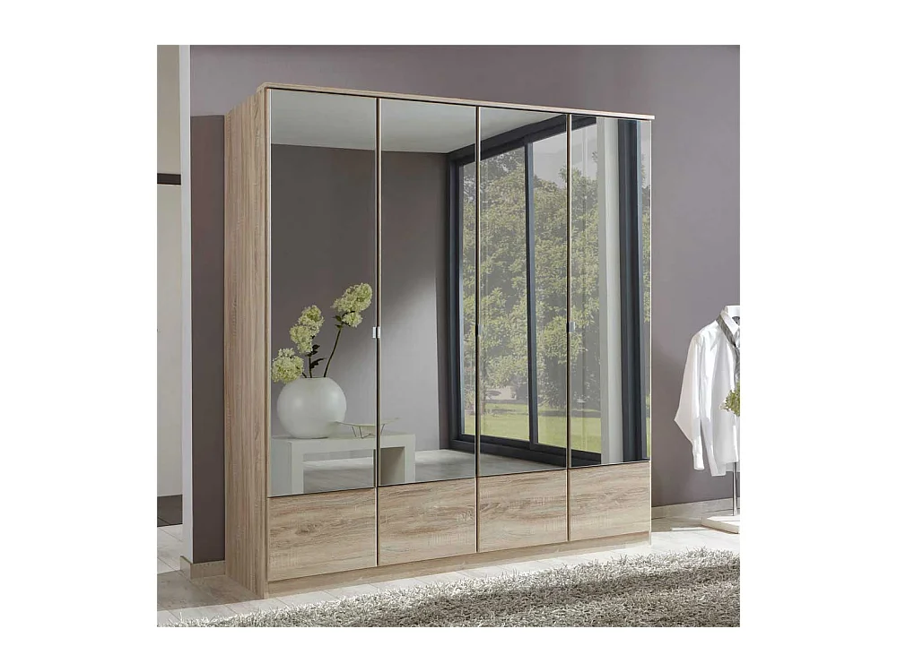 Spiegel-Kleiderschrank in Eiche Sägerau Spiegeltüren